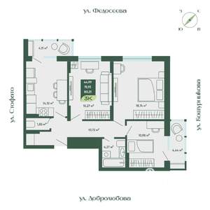 3-к квартира, строящийся дом, 80м2, 18/18 этаж