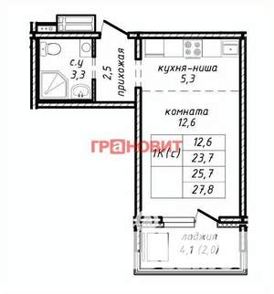 1-к квартира, сданный дом, 26м2, 16/17 этаж