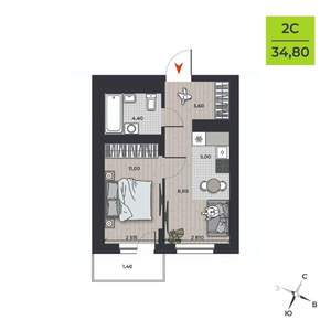 2-к квартира, вторичка, 36м2, 6/21 этаж