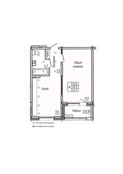 1-к квартира, вторичка, 42м2, 5/14 этаж