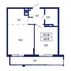 2-к квартира, вторичка, 46м2, 13/14 этаж