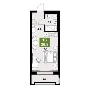 Студия квартира, вторичка, 27м2, 5/13 этаж