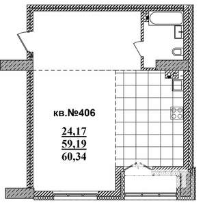 Студия квартира, вторичка, 60м2, 4/19 этаж