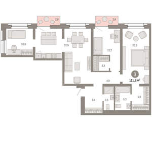 3-к квартира, вторичка, 112м2, 4/17 этаж