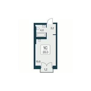 Студия квартира, вторичка, 28м2, 22/30 этаж