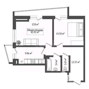 2-к квартира, вторичка, 62м2, 6/26 этаж