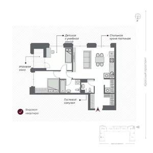 3-к квартира, сданный дом, 68м2, 2/19 этаж