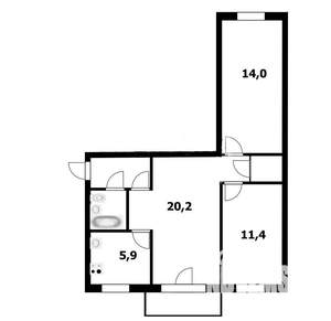 3-к квартира, вторичка, 60м2, 2/4 этаж