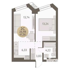 2-к квартира, вторичка, 41м2, 12/31 этаж
