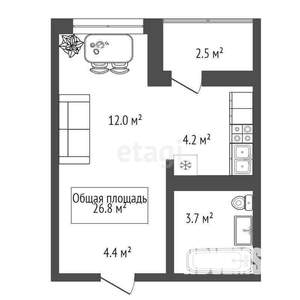 Студия квартира, сданный дом, 27м2, 8/16 этаж