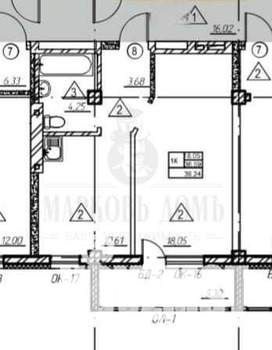 1-к квартира, вторичка, 37м2, 2/8 этаж