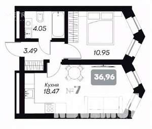 1-к квартира, вторичка, 37м2, 4/13 этаж