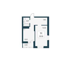 1-к квартира, вторичка, 39м2, 9/24 этаж