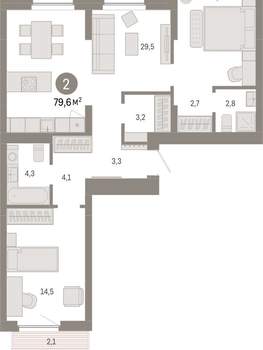 2-к квартира, вторичка, 80м2, 4/12 этаж