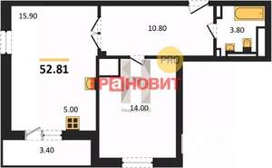 1-к квартира, вторичка, 53м2, 11/17 этаж