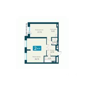 2-к квартира, вторичка, 67м2, 14/25 этаж