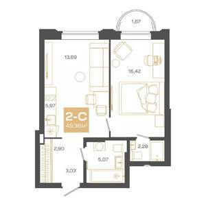 2-к квартира, вторичка, 49м2, 10/24 этаж
