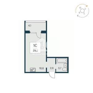 Студия квартира, вторичка, 29м2, 3/18 этаж
