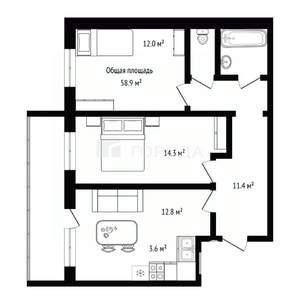 3-к квартира, вторичка, 59м2, 13/17 этаж