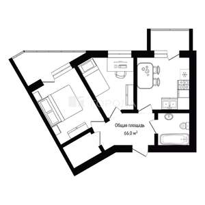 2-к квартира, вторичка, 66м2, 9/14 этаж