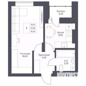 1-к квартира, вторичка, 35м2, 5/24 этаж