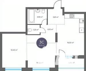 3-к квартира, вторичка, 56м2, 3/16 этаж
