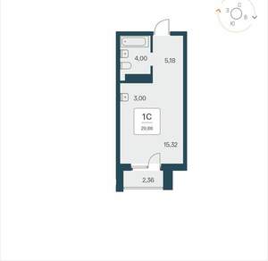Студия квартира, вторичка, 30м2, 20/26 этаж