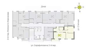 3-к квартира, строящийся дом, 70м2, 14/25 этаж