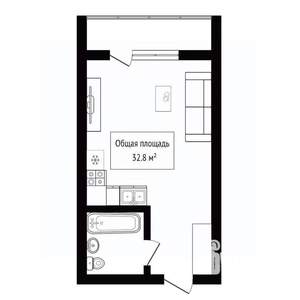 Студия квартира, вторичка, 33м2, 8/10 этаж