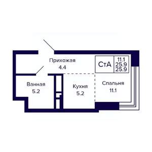 Студия квартира, вторичка, 26м2, 15/23 этаж