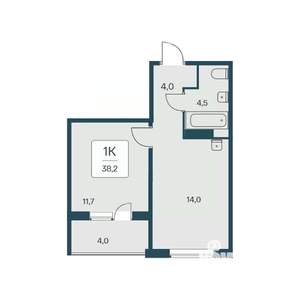 1-к квартира, вторичка, 38м2, 9/17 этаж