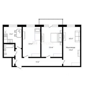3-к квартира, вторичка, 58м2, 3/5 этаж