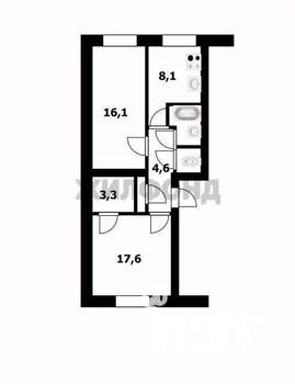 2-к квартира, вторичка, 55м2, 1/3 этаж