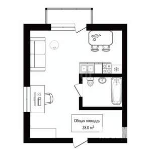 Студия квартира, вторичка, 28м2, 1/3 этаж