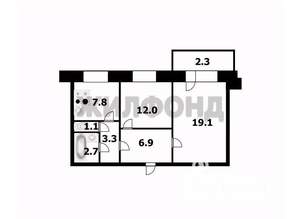 2-к квартира, вторичка, 53м2, 2/10 этаж