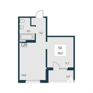 1-к квартира, вторичка, 38м2, 6/17 этаж