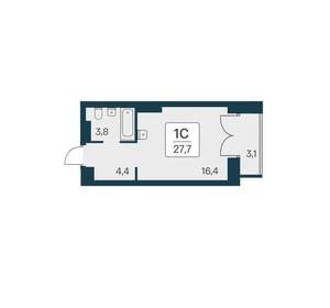 Студия квартира, вторичка, 28м2, 23/30 этаж