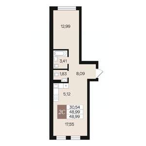 2-к квартира, вторичка, 49м2, 5/10 этаж