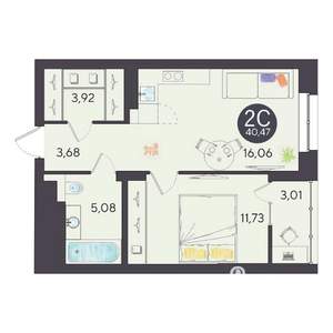 2-к квартира, вторичка, 40м2, 5/10 этаж