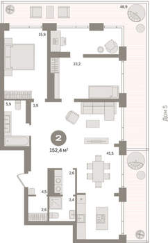 2-к квартира, сданный дом, 151м2, 7/7 этаж