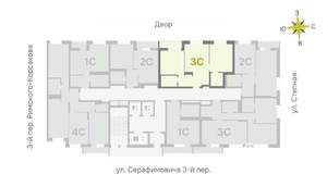 3-к квартира, строящийся дом, 61м2, 4/25 этаж