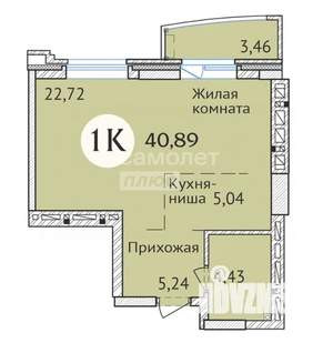 1-к квартира, сданный дом, 41м2, 21/23 этаж