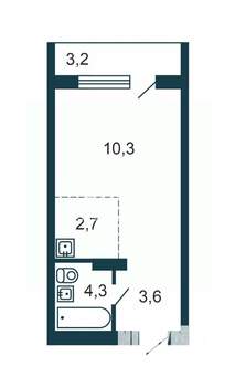 Студия квартира, вторичка, 22м2, 4/17 этаж