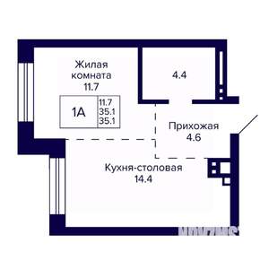 1-к квартира, вторичка, 35м2, 1/20 этаж