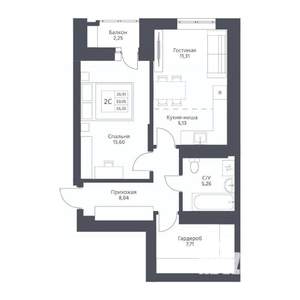 2-к квартира, вторичка, 55м2, 19/24 этаж