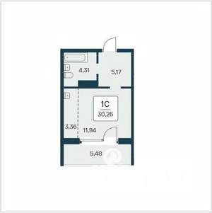 Студия квартира, вторичка, 30м2, 2/25 этаж