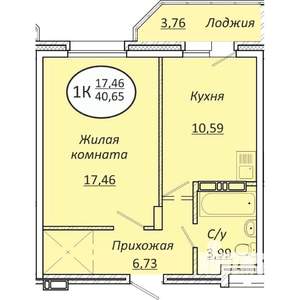 1-к квартира, вторичка, 41м2, 20/25 этаж