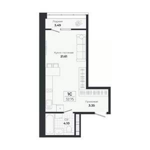 Студия квартира, строящийся дом, 29м2, 2/9 этаж