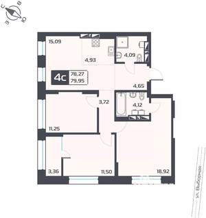 4-к квартира, вторичка, 80м2, 16/25 этаж