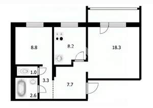 2-к квартира, вторичка, 49м2, 5/10 этаж